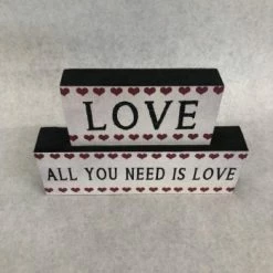 Something Blue DECOR 9 Inch Ivory Wood "All You Need Is Love" Stacked SIGNS