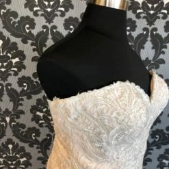 Something Blue WEDDING DRESSES Stella York 59458 Lace/Tulle Blush/ivory AS IS HOLES IN SKIRT/ STAINS ON LACE