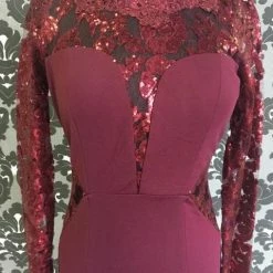 FORMAL/MOTHER'S DRESSES Size L Wine Soieblu Crepe