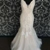 Something Blue Wedding AS IS Ti Adora Women's Wedding Dress Lace Ivory/Nude Size 12 Spaghetti