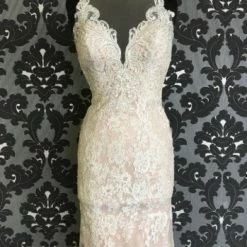 Something Blue Wedding Allure Jude 5739 Women's Wedding Dress Lace Ivory/Blush Size 6 WEDDING DRESSES