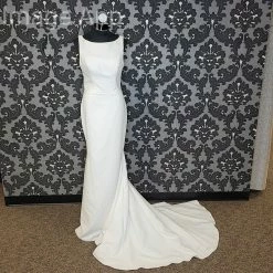 Something Blue WEDDING DRESSES Sincerity Bridal 11054 Crepe Ivory Size 12 AS IS PILLING/DISCOLORED