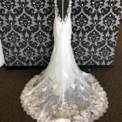 Something Blue WEDDING DRESSES Justin Alexander 88187 Size 14 Lace Ivory Sleeveless Sheath V-Neck AS IS