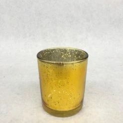 Something Blue Votive Holder Mercury Glass Gold Size 3.25" CANDLES DECOR