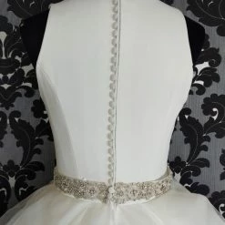 Something Blue WEDDING DRESSES Justin Alexander880023 Size 10 Horsehair Ivory Sleeveless Ballgown W/ Belt