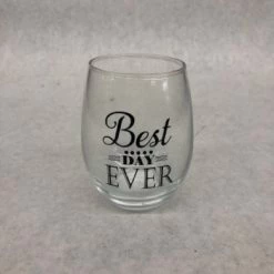 Something Blue Wine Glasses Glass Clear/Black Size 4" Wine Glass GLASSWARE DECOR