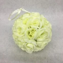 Something Blue Wedding Kissing Ball Flowers Ivory Size 6" FLORAL