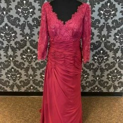 Something Blue Caterina 2054F Formal Chiffon/Lace Merlot Size 16