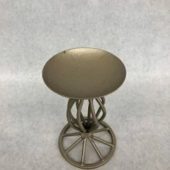 Something Blue Pillar Candle Holder Size 6.5" Metal Champagne CANDLES