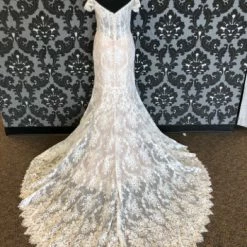 Something Blue WEDDING DRESSES Allure Romance 3202 Size 10 Nude And Ivory Off The Shoulder Fit & Flare