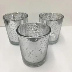 Something Blue DECOR David Tutera Votive Holder Mercury Glass Silver Spot-Plated 2.25" DT2511S