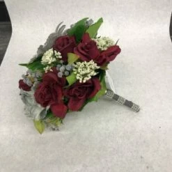 Something Blue Bouquet Floral Gray/Burgundy/Ivory Size 12