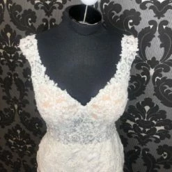 Something Blue Stella York 6476dm Wedding Dress Crepe/Lace Ivory/Nude AS IS HOLE IN MESH