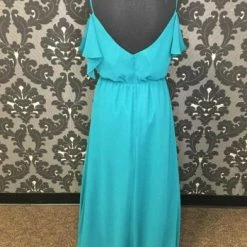 Something Blue Size 10 Teal Wtoo Polyester Floor Cold Shoulder FORMAL/MOTHER'S DRESSES