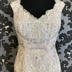 Something Blue Size 12 Dove Greay Rina Di Montella Floor Lace/poly Sleeveless FORMAL DRESSES FORMAL/MOTHER'S DRESSES