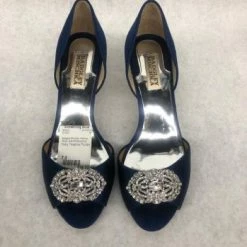 Something Blue NEW ARRIVALS Badgley Mischka Petrina Shoe Satin/Rhinestone Navy Size 7.5 SHOES