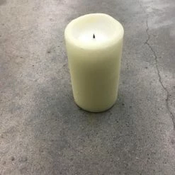 Something Blue Wedding Pillar Candle Wax Ivory 5"