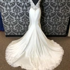 Something Blue Sincerity Bridal 4015 Wedding Dress Silk/Lace Ivory/Nude Size 12