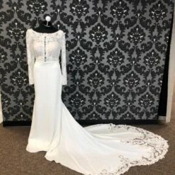 Something Blue Stella York 6817 Women's Wedding Dress Crepe/Lace Ivory Size 10 WEDDING DRESSES