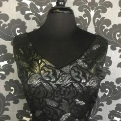 Shopsomethingblue Size Large Silver/Black Damask Knee Sleeveless Dress FORMAL/MOTHER'S DRESSES