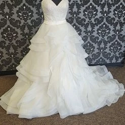 Something Blue WEDDING DRESSES Stacey's Wedding Dress Organza Ivory Size 8 Strapless Ballgown