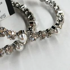 Something Blue Sophia Collection Earrings Rhinestone/Pearl Silver Hoops NEW ARRIVALS