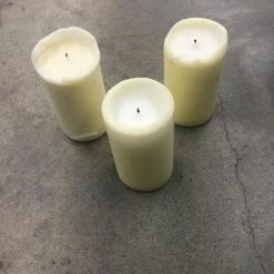 Something Blue Wedding Pillar Candle Wax Ivory 5"