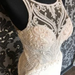 Something Blue Martina Liana Wedding Dress Size 10 Crepe/Beaded Ivory Sleeveless Fit & Flare