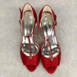 Something Blue NEW ARRIVALS Elegant Park Women Kitten Heel Satin/Rhinestone Red Size 9
