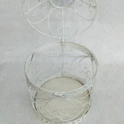 Something Blue Birdcage Size 14"x7.75" Metal Whitewash RENTAL