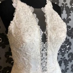 Something Blue As Is Colby John V1971 Wedding Dress Lace/Tulle Ivory Size 12 Highneck