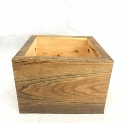 Something Blue Wood Decor Wood Medium Stain Size 8"x8"x5.5" WOOD DECOR