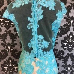 Something Blue Tiffany Designs Size 6 Turqouise Lace And Tulle Prom Dress