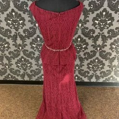 Something Blue Jade Couture K218061 Formal Lace/Beading Cranberry Size 12 FORMAL DRESSES