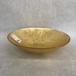 Something Blue Bowl Size 12"x3" Glass Gold Round GLASSWARE