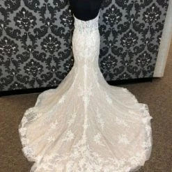 Something Blue Justin Alexander Women's Wedding Dress Lace Nude/Ivory Size 12 WEDDING DRESSES