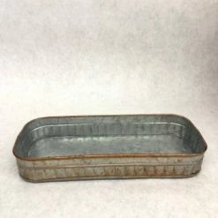 Something Blue Mudpie Tray Galvanized Grey Size 10