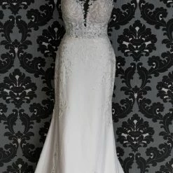 Something Blue Essense D2388 Wedding Dress Size 12 Lace/Chiffon Ivory Sleeveless WEDDING DRESSES