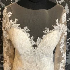 Something Blue Madeline Gardner Wedding Dress Lace Ivory Size 10 Long Sleeve WEDDING DRESSES