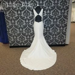 Something Blue WEDDING DRESSES Sincerity Bridal 11054 Crepe Ivory Size 12 AS IS PILLING/DISCOLORED