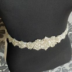 Something Blue BELTS Belt Rhinestone Silver With White Ribbon