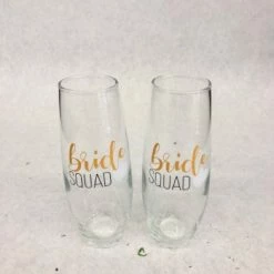 Something Blue Champagne Flute Glass Gold/White Size 2 Pc Champagne Flute GLASSWARE DECOR