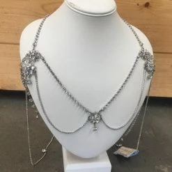 Something Blue JEWELRY Madeline Gardner Silver Diamond Necklace Drops Off The Shoulder