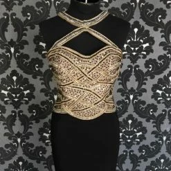 PROM Size 6 Black/Nude/Gold Blush Polyester