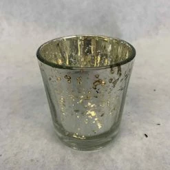Something Blue NEW ARRIVALS Votive Holder Size 2.75" Mercury Glass Silver/Gold RENTAL
