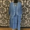 Something Blue Le Bos Women's Formal Chiffon Dusty Blue Size 22W W/ Jacket FORMAL/MOTHER'S DRESSES