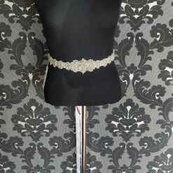 Something Blue BELTS Belt Rhinestone Silver With White Ribbon