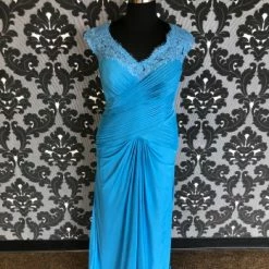 Something Blue Mon Cheri 115608 Women's Formal Poly-Spandex Light Blue Size 16