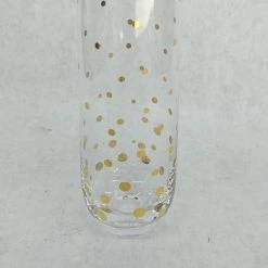 Something Blue Champagne Flute Glass Gold Size 6.5" Stemless GLASSWARE