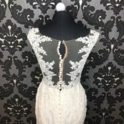 Something Blue Stella York 6476dm Wedding Dress Crepe/Lace Ivory/Nude AS IS HOLE IN MESH